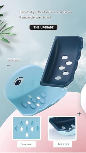 Image of Plastic Soap Dish Holder with Drainage Slots - Rectangular Self-Draining Soap Tray for Bathroom & Kitchen Sink, Non-Slip, Durable & Easy to Clean (White) Pack of 6