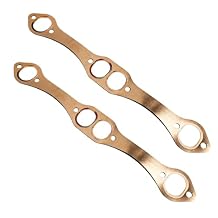 SBC Header Gaskets Set Reusable Oval Port Copper Exhaust Manifold Gaskets Compatible with Chevy 262 283 327 350 383 400 Small Block Engine