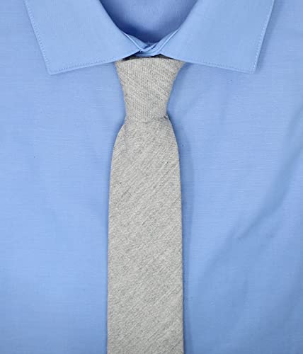 Image of Men's Chambray Cotton Skinny Necktie Tie Textured Distressed Style - 2.5 inch Width