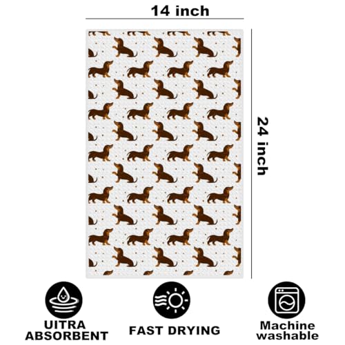 Image of Hanamiya Na Dachshund Kitchen Towels with Wine Bottle Stopper 24x14 Inch, Dachshund Gifts Reusable Dish Towels for Kitchen Bars Decor, Wine Gift Weiner Dog Gifts for Women Men Christmas Birthday Gift