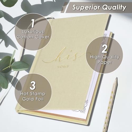 Image of Urnseh Wedding Vow Books His And Hers, Officiant Book For Wedding Ceremony, Gold Foil Wedding Notebook Bride Groom Booklet For Wedding Gifts, 40 Pages, 5.9 inch X 3.9 inch, Wedding Journal (Beige + Beige)