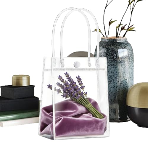 PVC Clear Goodie Bags - 20x20x8cm Reusable Party Favor Pouches With Handles, Portable Gift Bags For Birthday Valentine Easter | Treat Candy Bag For Kids Adults Retail Business Wedding Merchandise