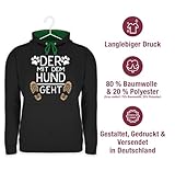 Pullover Herren Frauen Hoodie Kontrast zweifarbig - für - Der mit dem Hund geht - Geschenk Hundebesitzer Hundeliebhaber - XL - Schwarz/Grün - hoody damen hunde hundefan gassi fun-kapuzenpullover