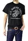 [FLAG ON CREW] (フラグオンクルー) 半袖 Tシャツ メンズ 半袖 吸汗速乾Tシャツ 空挺兵 陸軍兵 海兵隊 プリントt / D2K / 3L 海兵隊ブラック
