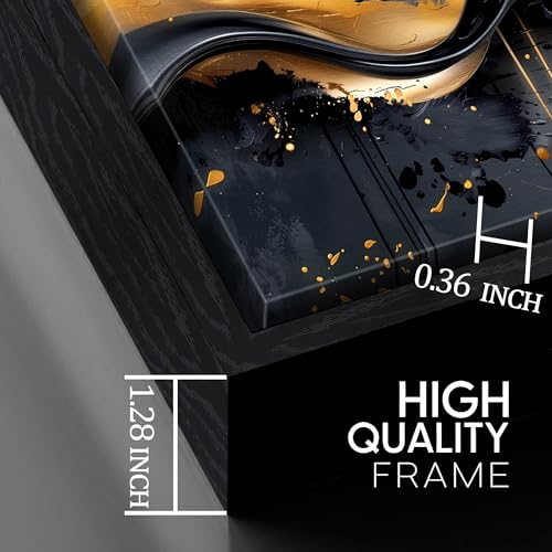Image of AOZEMI Elegant Black and Gold Wall Art Abstract Art for Office Decor | Stylish Large Artwork Comes With a Black Frame and Is Ready to Hang for Living Room Bedroom 59 inchL x 29 inchW