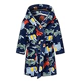 Domueay Baby Bademantel mit Kapuze für Jungen Pyjama Kleinkind Flauschig Weichen Fleece Marine Cartoon Krokodil Elefant Tiger Nachtwäsche Morgenmantel Alter 1-2 Jahre