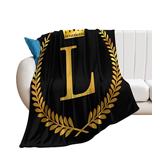 Couverture dorée lettre L chaude pour vos soirées cocooning sur le lit - 2