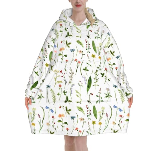 Sweat à capuche plaid unisexe en flanelle à motif floral doux