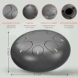 Rain Drum for Outside Garden, 6 Inches 8 Notes Steel Tongue Chakra Drums, Waterproof Echo Rain Chime Meditation Drums, Musical Instruments for Adult Gift with Bag, Music Book, Drum Mallets (Black)