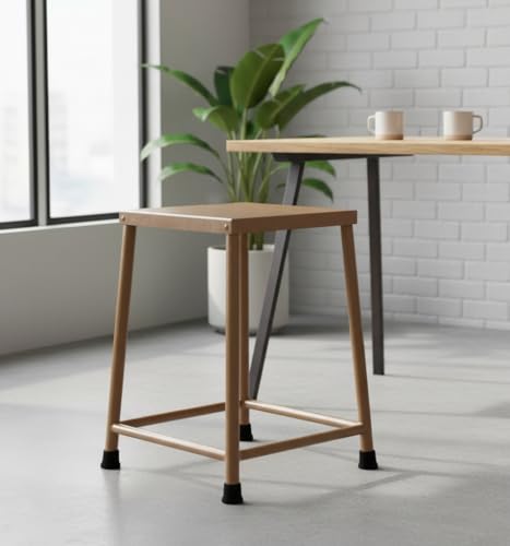 Image of MILAD SAIFIX Sitting Stool for Indoor Or Outdoor | Metal Lightweight | Stool for Office & Home, Kitchen & Garden | Heavy Duty Table (30 L x 30 W x 50 H CM's, Golden Color)