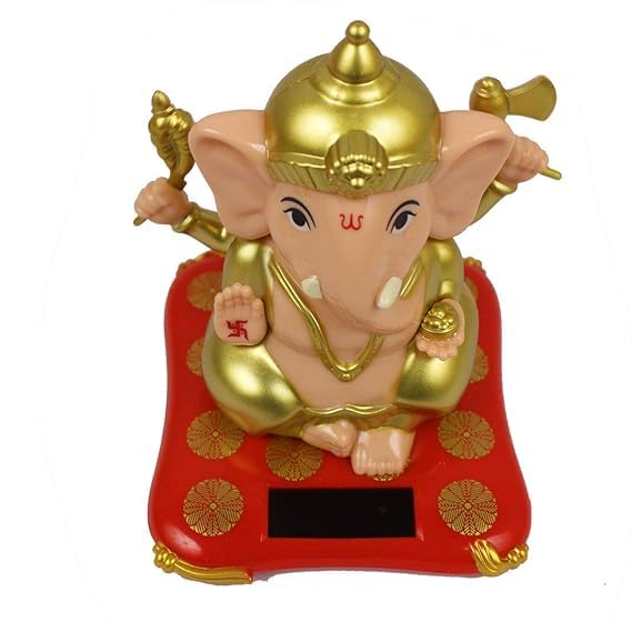 Image of YBN Plastic Moving Hand Solar Powered Ganesha Statue For Car Dashboard Home Decor And Office | Ganpati Bappa | Solar Powered Lord Ganesh Ji Moving Hand (Small) (Ganesh Ji), 8 cm , 7 cm