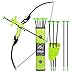EXERCISE N PLAY Sport Series Archery Shooting Toy Green Bow & Arrow Play Set for Kids with Shoulder-Strapped Quiver and 12 Suction Cup Arrows