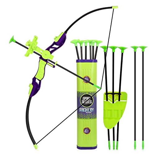 Sport Series Archery Shooting Set, Bow & Arrow Toy, Basic Archery Set Outdoor Hunting Game, Bow and Arrow for Kids Boys Girls, Include Shoulder-strapped Quiver and 12 Suction Cup Arrows