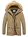 WenVen Giacca in Cotone Stile Militare Parka con Cappuccio con Pelliccia Giubbotto Spesso Antivento Jacket Outdoor Casual Uomo Cachi XL