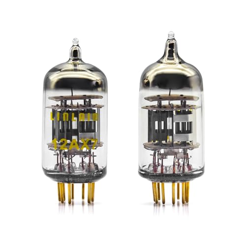 LINLAI Aurora Series 12AX7 Vacuum Tube, 12AX7 Preamp Tubes, Orange-Gold Base, Gold-Plated Pins, Long-Life Design (2 Pack)