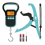 Báscula digital for colgar en la pesca, báscula electrónica for equipaje, for el correo, pantalla LCD retroiluminada, 110 lb/50 kg(Cyan)
