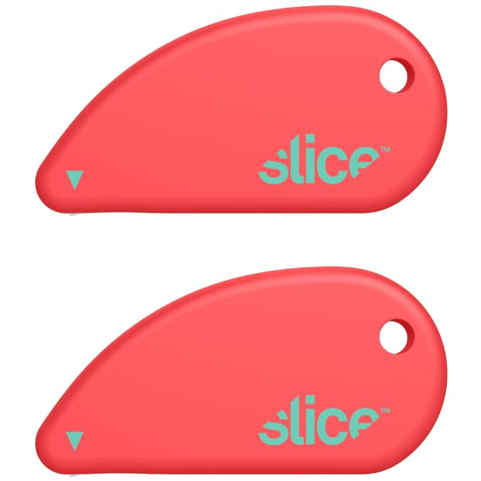 Slice Micro Safety Cutter | Safe Ceramic Box Cutter Lasting 11x Longer than Metal | Keychain Box Opener | 2 Pack | Orange