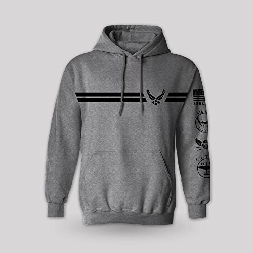 Bunker 27 Air Force Stripe Logo Pullover Hoodie - 3Xl - Heather Gray #TOP1