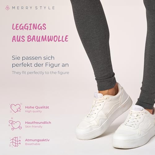 Merry Style Długie Legginsy Damskie z Bawełny MS10-198 (CiemnyMelanż, 4XL)