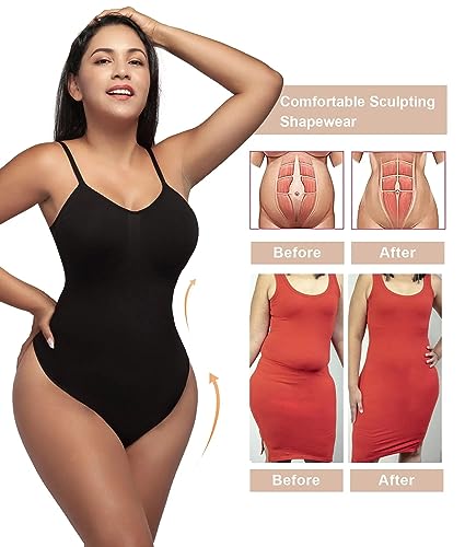 Shaperx SZ5215-BLACK-L/XL Women'S Shapewear Bodysuit Tummy Control Body Shaper Seamless Sculpting Snatched Waist Body Suit,Sz5215-Black-L/Xl thumb #6