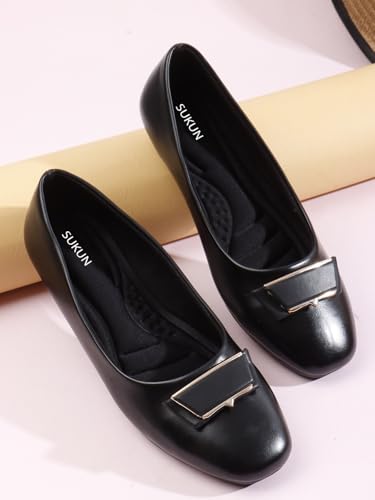 Image of Sukun FBY 091 Women's Bellies Flats Lightweight, Comfortable Slip-On Square Toe Shoes for Office, Casual | Stylish, Durable & Comfy