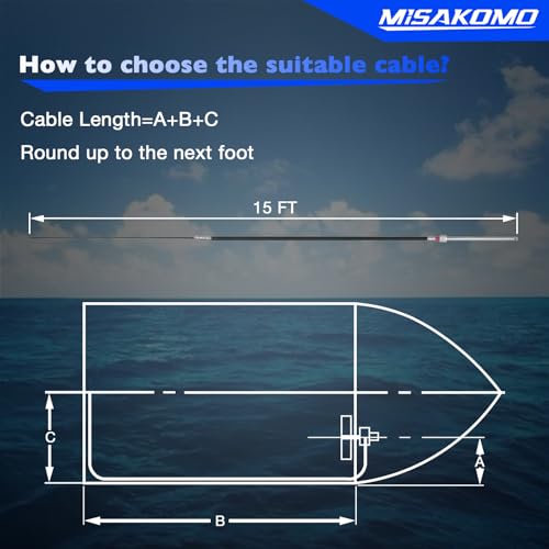 Misakomo 15 FT Boat Control Cable Outboard Rotary Steering System Kit with 12.5 Inches Wheel Durable Marine Steering System Replacement for Mechanical/Manual Steering of Yachts, Fishing Boats - Thumbnail 4