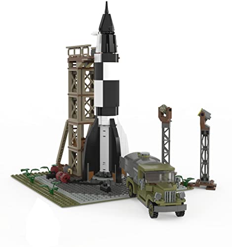 Bausteine V2 Rakete mit Startrampe und Hanomag Tankwagen, Klemmbausteine Bauset
