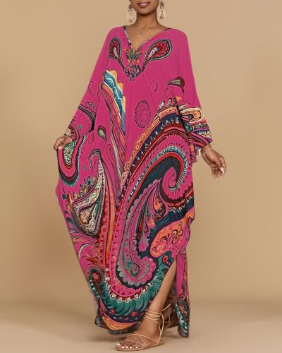 Image of Bsubseach Moo Moos for Women Batwing Sleeve Kaftan Dresses with Pockets