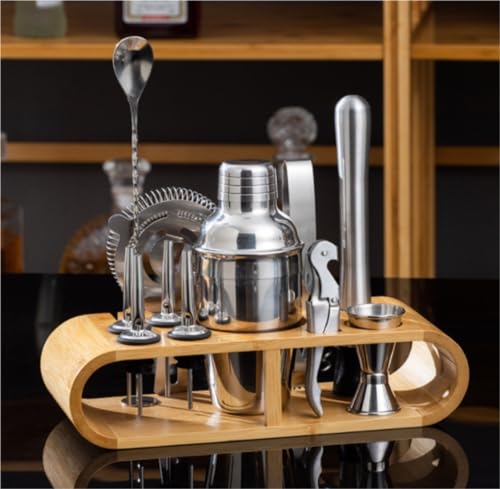 Kit Bartender 12 Piezas Acero Inoxidable con Soporte Bambú miniatura 2