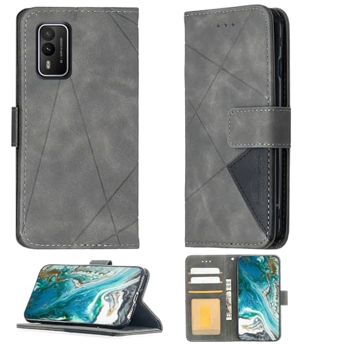 Aroepurt Case Compatible for HMD Xr21 Phone Case Cover Flip Stand Cover PU Leather Wallet Case Grey