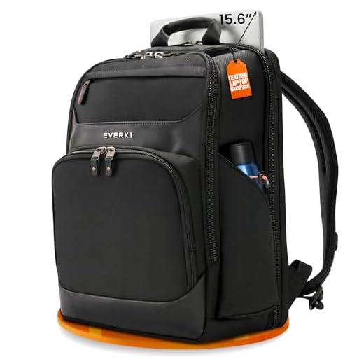 EVERKI Onyx Premium Business Executive 15.6-Inch Laptop Backpack, Ballistic Nylon and Leather, Travel Friendly (EKP132), Black