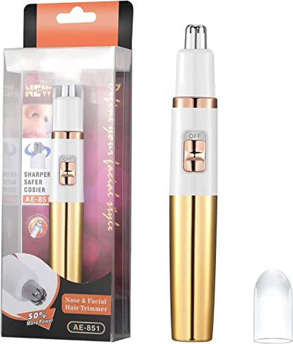 Ear and Nose Hair Trimmer for Women Nose Hair Clipper Professional Painless Nose Trimmer Ladies Eyebrow and Facial Hair Trimmer Battery-Operated,Waterproof Dual Edge Blades for Easy Cleansing