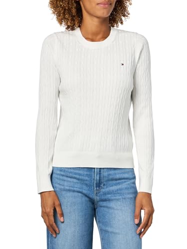 Image of Tommy Hilfiger Women's Cable Knit Crew Neck Sweater Lightweight Pullover