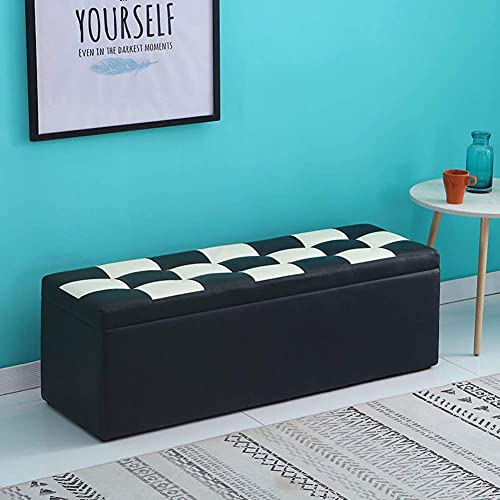 Pouf en cuir avec rangement essuyable et résistant