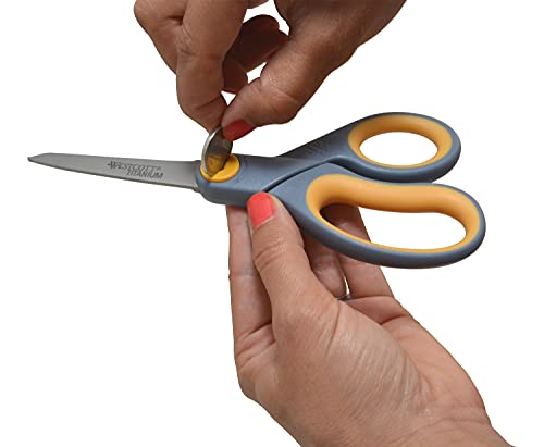 Westcott Titanium 8-Inch Straight Scissor (13529) - Single, Grey with Yellow - Image 5