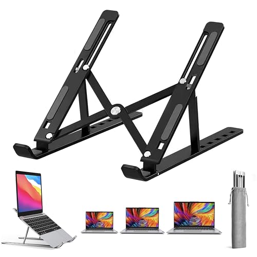 Soporte Portatil Mesa 6° Ángulos Ajustables,Soporte Laptop Aleación de ABS+Aluminio, Elevador Portatil Plegable Laptop Stand para 10-15.6”Macbook, DELL, Chrome, Otros Portátiles y Tableta (NEGRO)