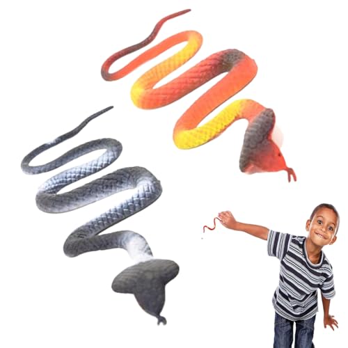 OUDQFCJ 2 Piezas Serpientes de Goma Realistas de Plástico para Jardín, Bromas y Decoración de Halloween