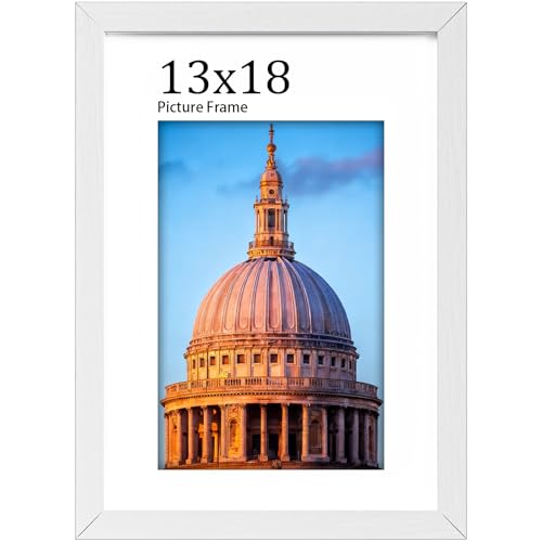 LVAOUO 13x18 Picture Frames, Wooden 13x18 Photo Frame (5.1x7.0 inch), Versatile 13x18 cm Frame White, Display, Landscape or Portrait Orientation-with Plexiglass and Stand, Wall-Mount & Desk