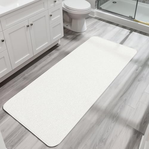 Image of Bosap Bath Mat,Ultra Thin Bathroom Runner Rugs,Large Bath Mats for Bathroom,Quick Dry,Non-Slip,Machine Washable,Low Pile,Bath Rug,Shower Outside,Sink,Home Decor Accessories.Cream,2'x5'(24x60inch)