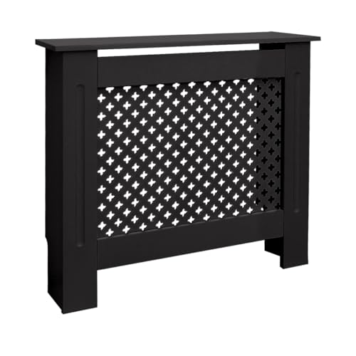 ECD Germany Cubierta del Radiador 78x19x82 cm MDF Negro Lacado Revestimiento Protector Moderno de...