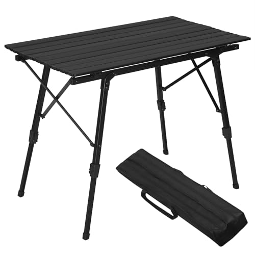 WOLTU Table de Camping Pliante Pliable en Aluminum Table de randonnée Voyage Réglable en Hauteur...