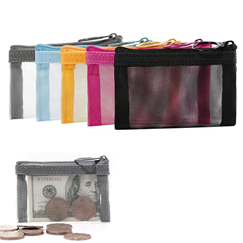 Image of Patu Zipper Mesh Bags, Beauty Makeup Cosmetic Accessories Organizer, Travel Toiletry Kit Set Storage Pouch, 5 Assorted Colors, XS (5 pcs),