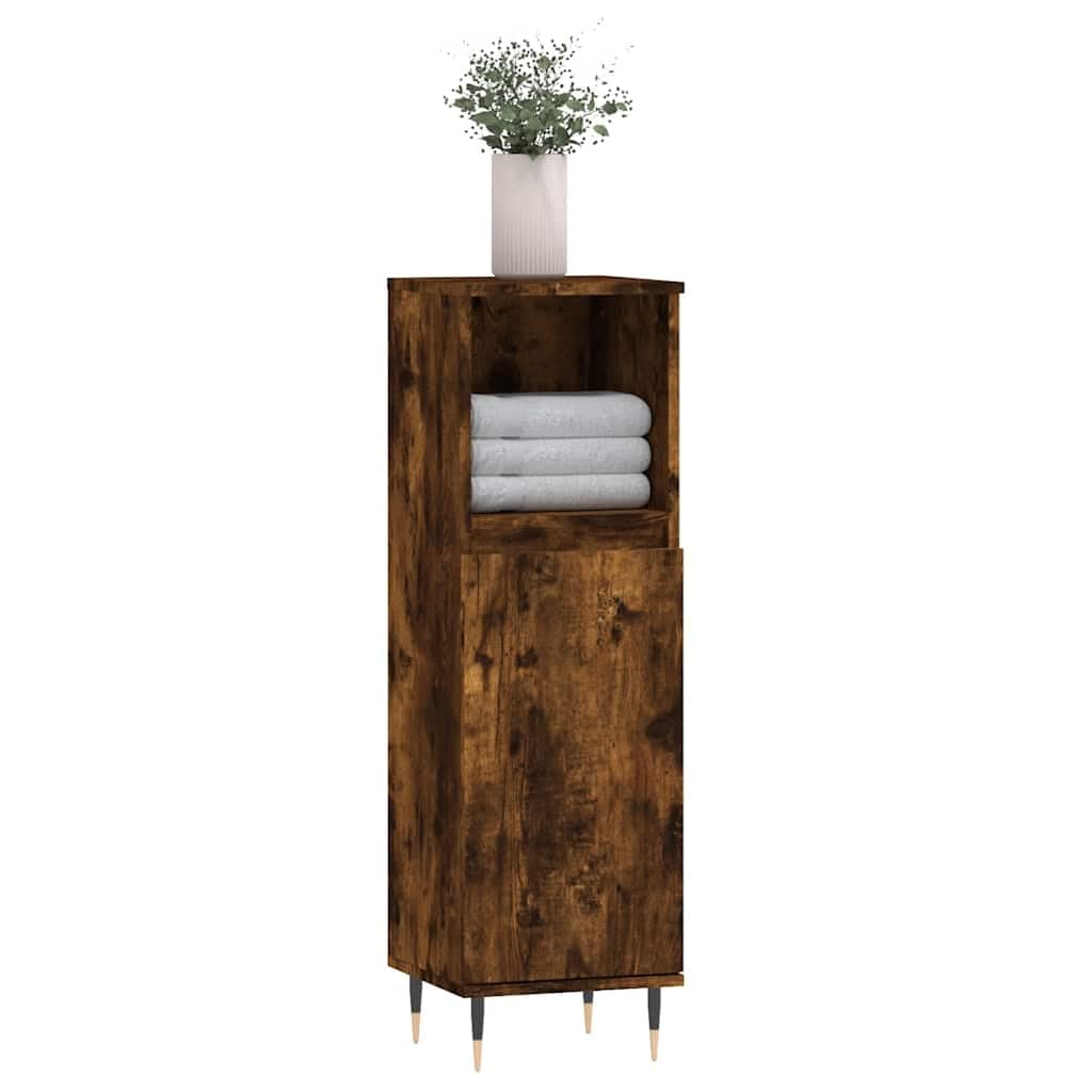 Armoire de salle de bain en chêne fumé 30 x 30 x 100 cm