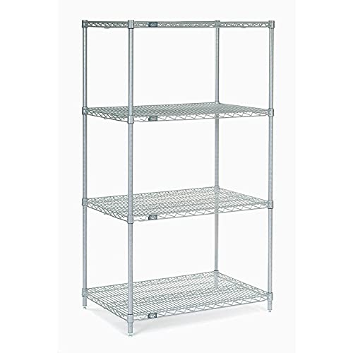 Nexel Adjustable Wire Shelving Unit, 4 Tier, NSF Listed Commercial Storage Rack, 18