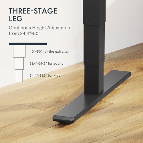FLEXISPOT E6 MAX Bamboo 55x28 Inch Dual Motor 3-Stage Heavy Duty Standing Desk, 330lbs Weight Capacity, Height Adjustable Desk w/Cable Management & Wheels (Solid Bamboo Desktop + Black Frame) - Thumbnail 5