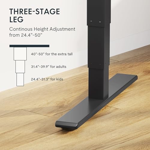 Image of FLEXISPOT E6 MAX Solid Wood Dual Motor 55x24 Inch 3-Stage Heavy Duty Standing Desk, 330lbs Weight Capacity, Height Adjustable Desk w /Cable Management & Wheels(Butcher Block Rubberwood + Black Frame)