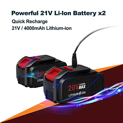 Toolman Lithium-Ion 2Pc Batterie Rechargeable Cordless Brushless Motor Lithium-Ion Power Impact Wrench Driver Kit 1/2" 20V Ztp010B #TOP3