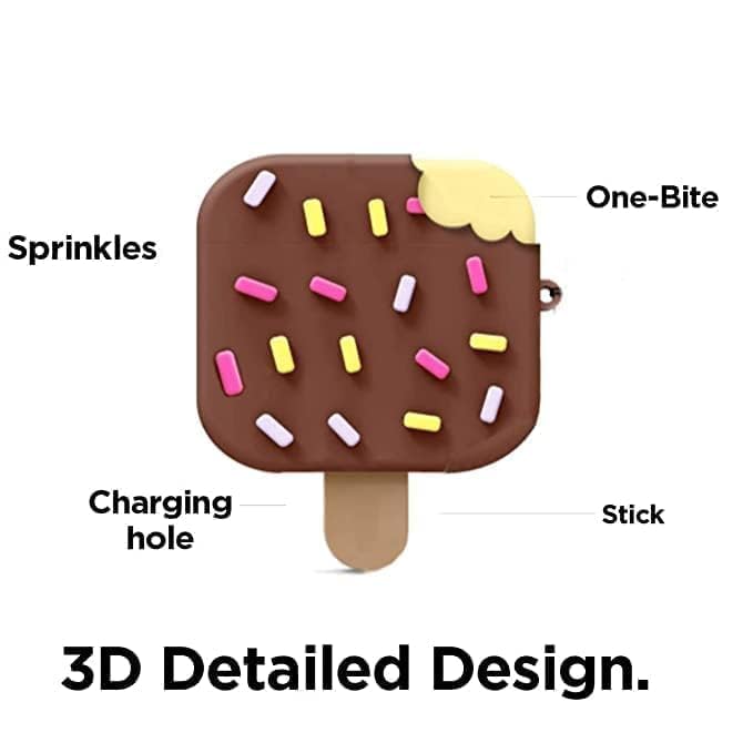 Image of Dezet Cute Soft Silicone Pouh Case for Airpods Pro GEN-2 (2022) � 3D Cartoon Animal Character Cover with Keychain Ring, Shockproof & Dustproof Protective Case for Kids & Girls (ICE Chocalate)