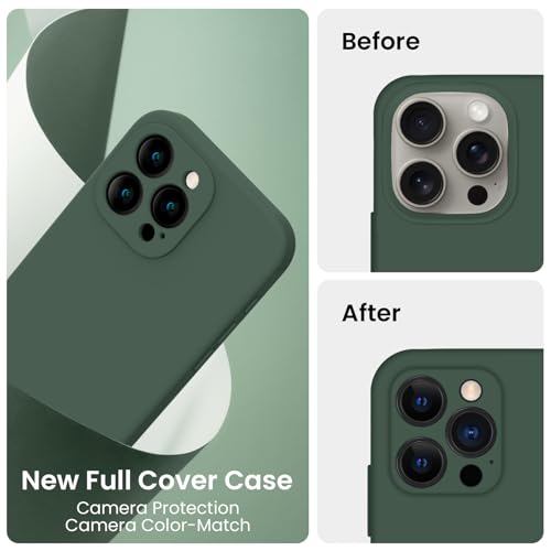 Image of FireNova Designed for iPhone 16 Pro Case, Silicone Upgraded [Camera Protection] Phone Case, Soft Anti-Scratch Microfiber Lining Inside, 2024, Alpine Green