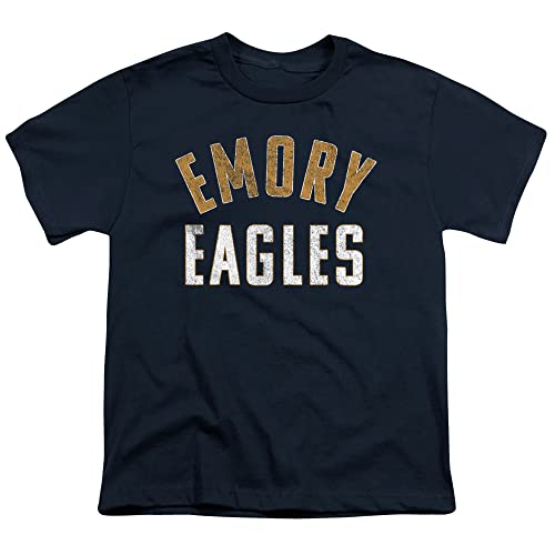 Emory University Official Eagles Logo Unisex Youth T Shirt,Navy, Large